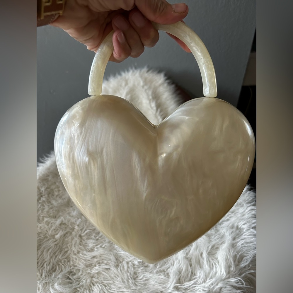 CAILDANL Stylish Women Acrylic Evening Clutch Heart Shape Handbag